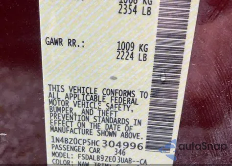 2017 Nissan Leaf S/Sv/Sl z USA, uszkodzony, nr VIN 1N4BZ0CP5HC304996